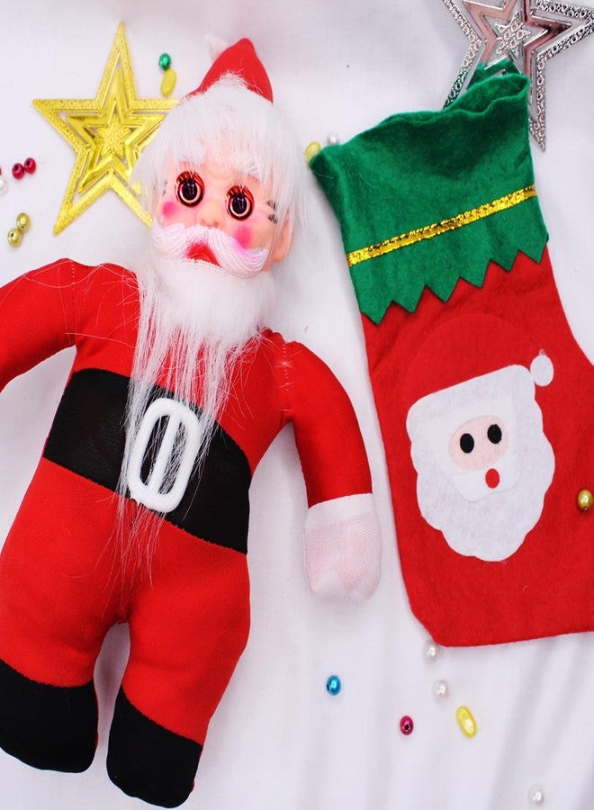 BAAL Red Santa Clause Toy with Christmas Stocking Socks Candy Bag for Children Gifts on Merry Christmas (with Small Socks) - Image 3
